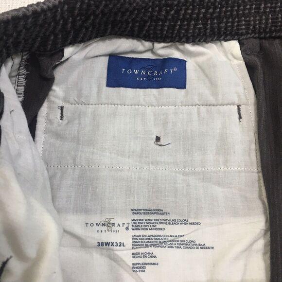 VTG Towncraft Corduroy Pants Men 38x32 Gray Stretch Straight Cotton Classic 90s - Picture 5 of 14